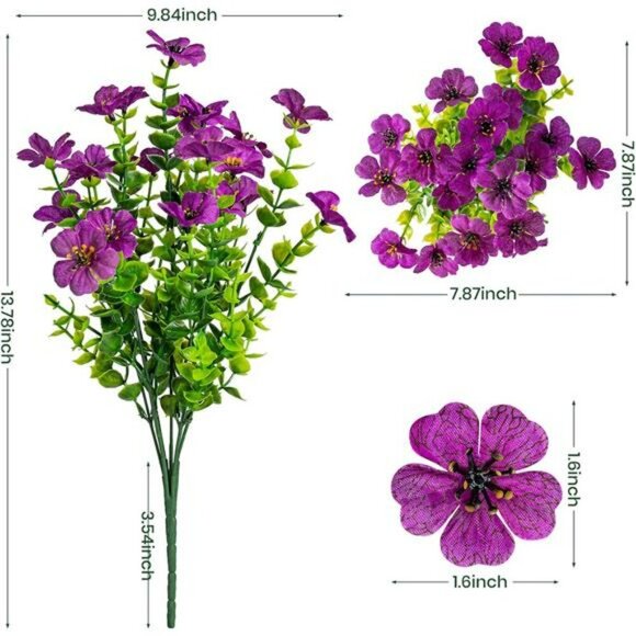 Lnoicy 20 Bundles Outdoor Fake Flowers UV Resistant Faux Plants Home Decor - Picture 2 of 7